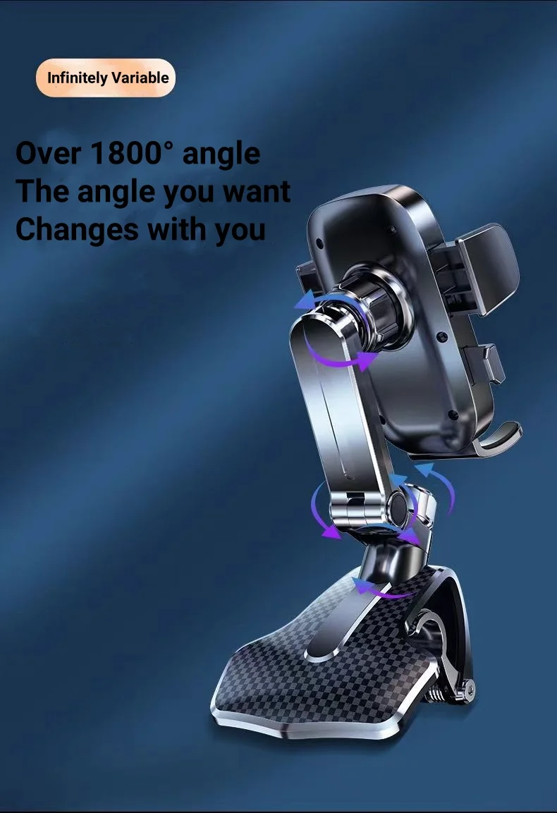 Car Dashboard Phone Holder Gravity Universal GPS Navigation Mount Crocodile Clip Automatic Locking Anti-shake Mirror Phone Stand