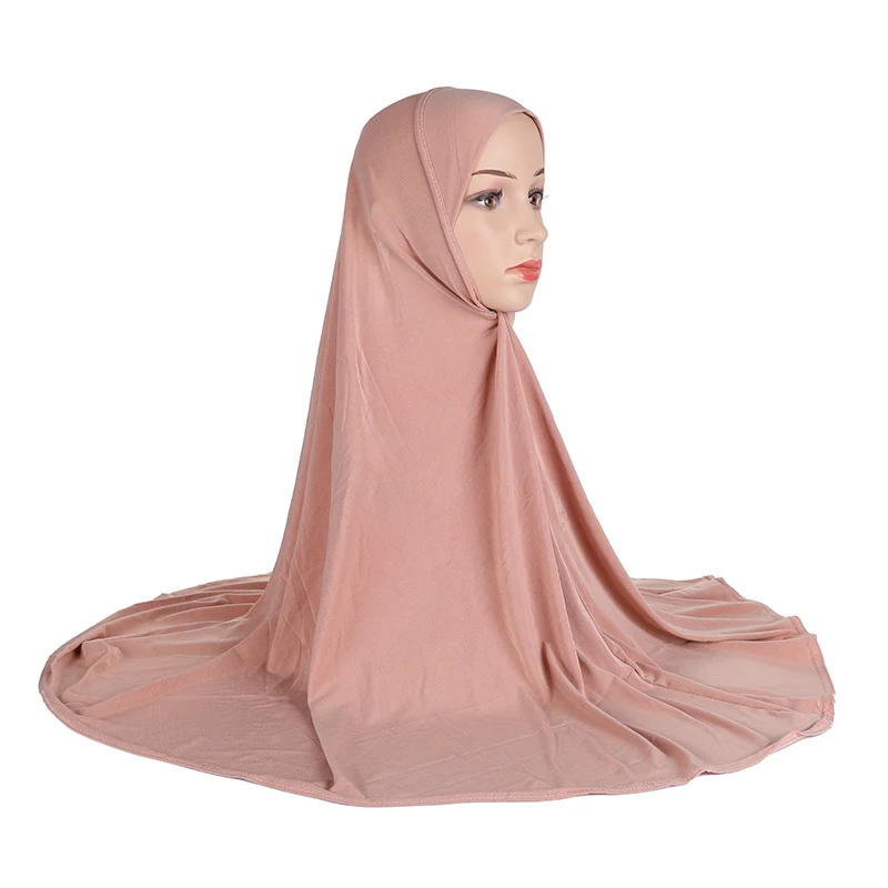 H023 Adults good size 90*80cm plain pray hijab muslim hijab scarf islamic headscarf hat armia pull on headwrap 5