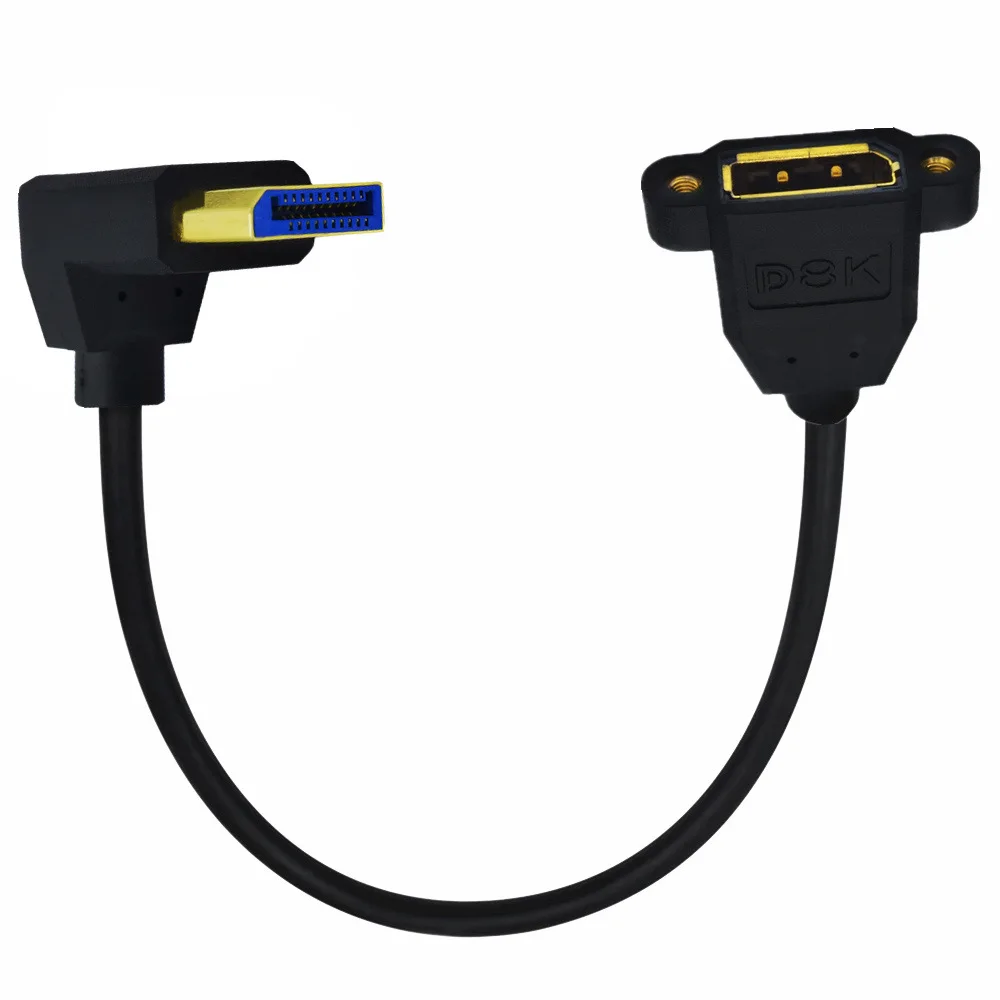 

Удлинительный кабель DisplayPort «штырь-гнездо» под углом 90 градусов вверх и вниз, влево и вправо с винтовым монтажным отверстием 8K @ 60 Гц
