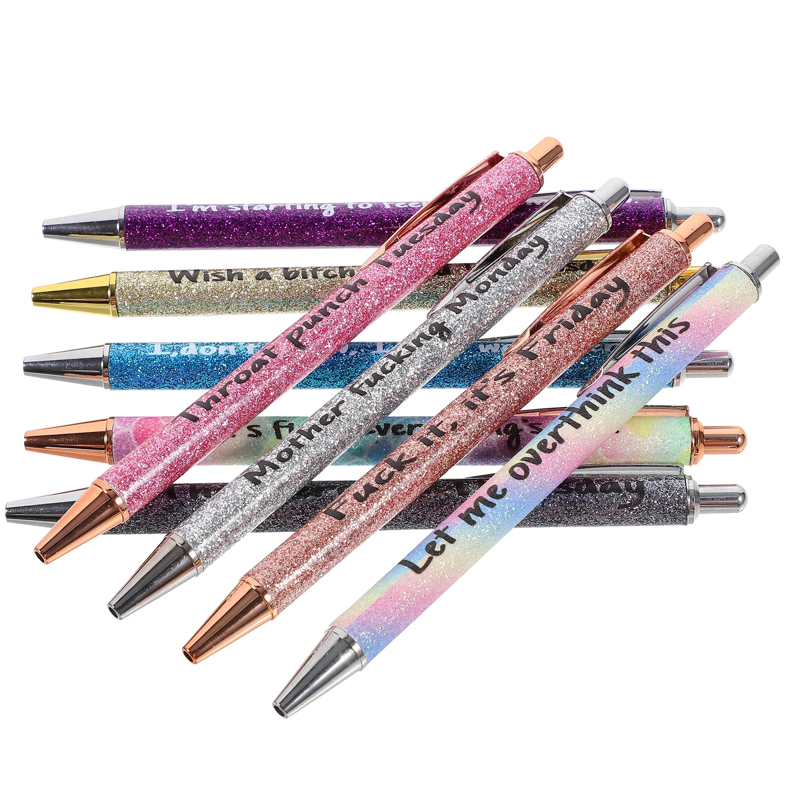 

9 Pcs Ballpoint Pens Gold Powder Office Portable Writing Interesting Household School