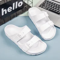 Litfun Women Summer New Sandals Fashion Double Buckle Outdoor Non-slip Beach Shoes Soft EVA Sandals Couple Casual House Slides 1