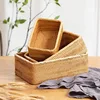 Natural Rattan Storage Baskets, Rectangular Woven Fruit Baskets, Wicker Decoration and Organizer for Bathroom, Living Room 4