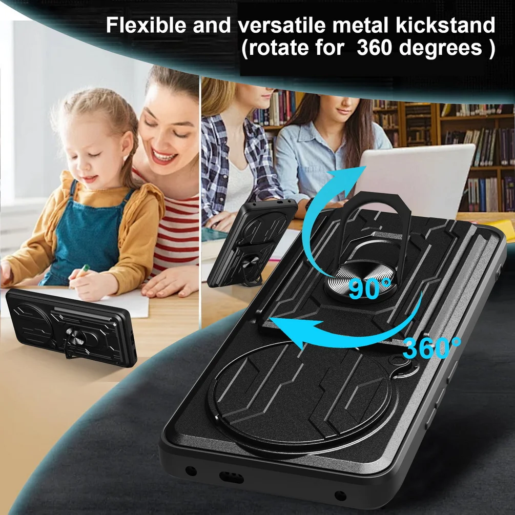 Dual-Layer Armor Case with Card Storage and Camera Protection