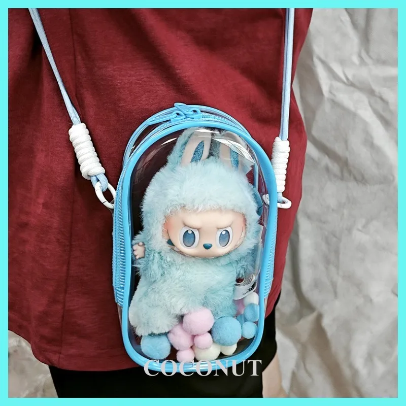 LABUBU 巾着 ブルー Stock-cooked Fish Bag PVC Storage Bag For 17cm Ropa Labubu Big Into Energy Series