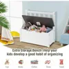 2 in 1 Kids Table and Chair Set, Wood Activity Table with Toy Storage Bench & 2 Chairs for Children Reading, Arts, Crafts 4