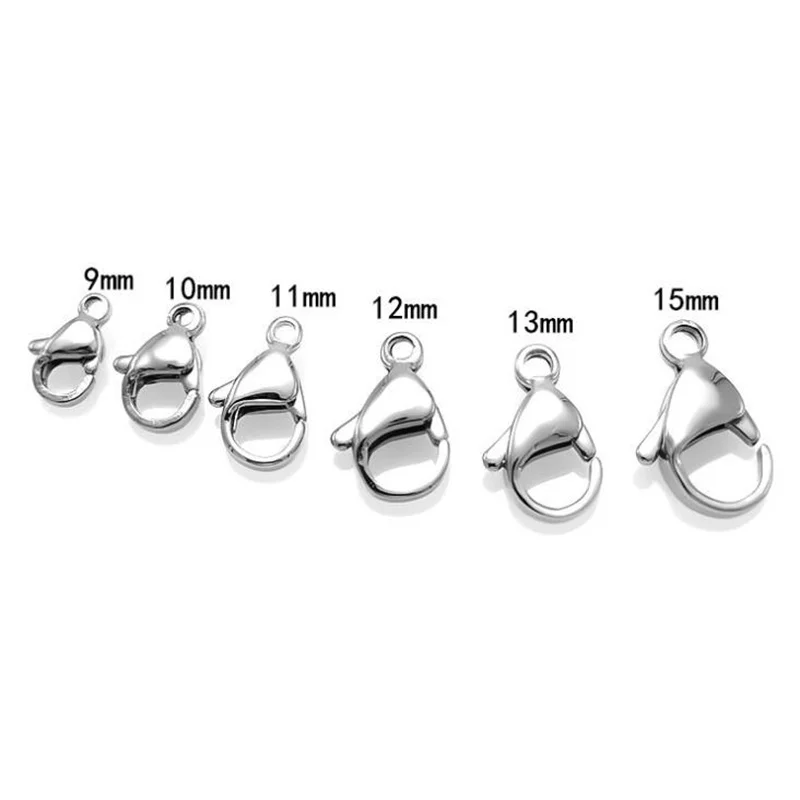 20 stücke 304 Edelstahl Karabiner Umklammert Für Armband Halskette Kette Diy Schmuck, Die Entdeckungen Zubehör 9-15mm – Detail 1