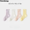 Horetong 4 Pairs/Set Kids Middle Tube Socks Spring Summer Solid Cotton Socks Cute Korean For Baby Girls Clothing Accessories 6