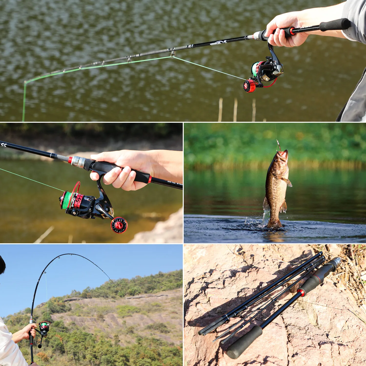 Fishing Rods Spinning/Casting Fishing Rod Power M Carbon Fiber Rod Pole 5/6 Sections Travel Fishing Pole Tackle