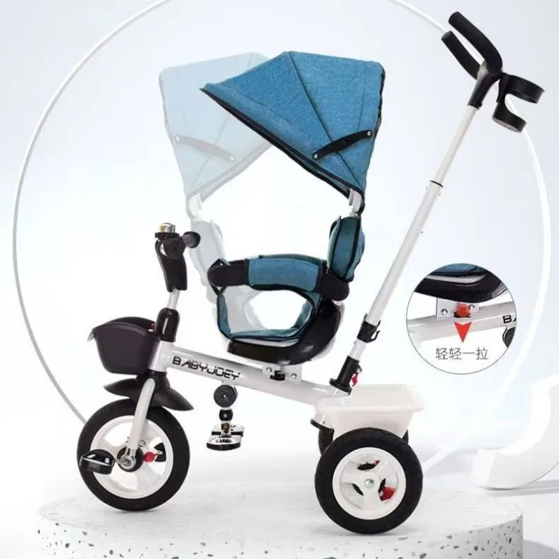 Seat Rotatable Children's Tricycle, Shock-absorbing Explosion-proof Wheel Baby Bike, 1-3 To 5-year-old Bicycle,Push Rod Handcart