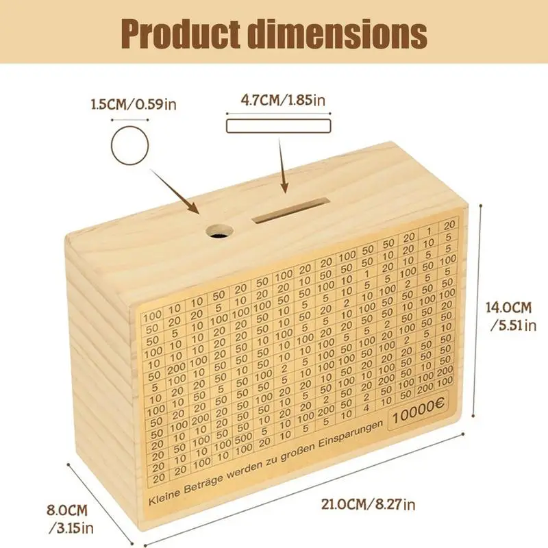 Wooden Piggy Bank Money Savings Box Container For Cash Saving Treasure Coin Case Helps The Habit Of Saving Supplies 2