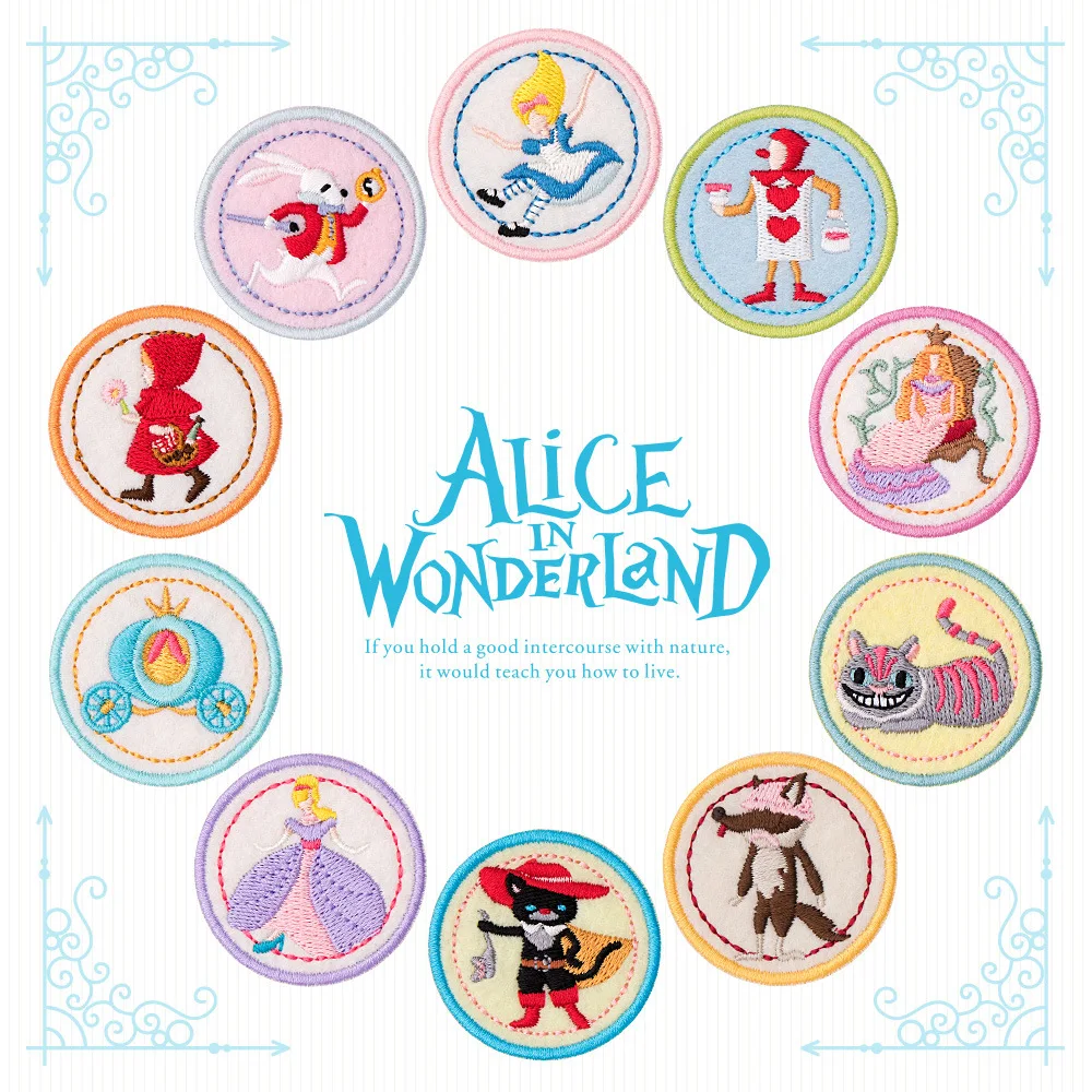 

Alice In Wonderland Embroidery Stickers DIY Clothes Bag Decoration Versatile Fashion Patch Stickers Self-adhesive