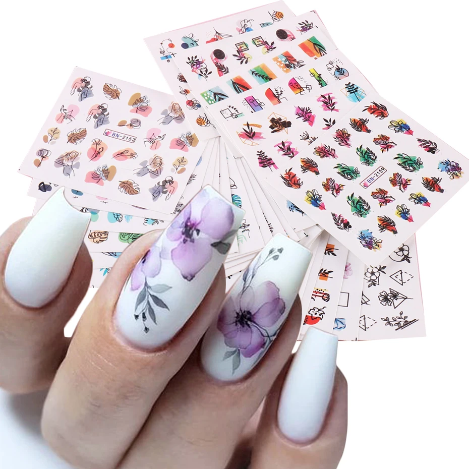 Vibrant Watercolor Flower Nail Art