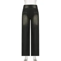Low Waist Jeans for Women Goth Y2k Style Baggy Jeans Punk New Jeans Wide Leg Denim Pants Kpop Casual Loose Streetwear 6