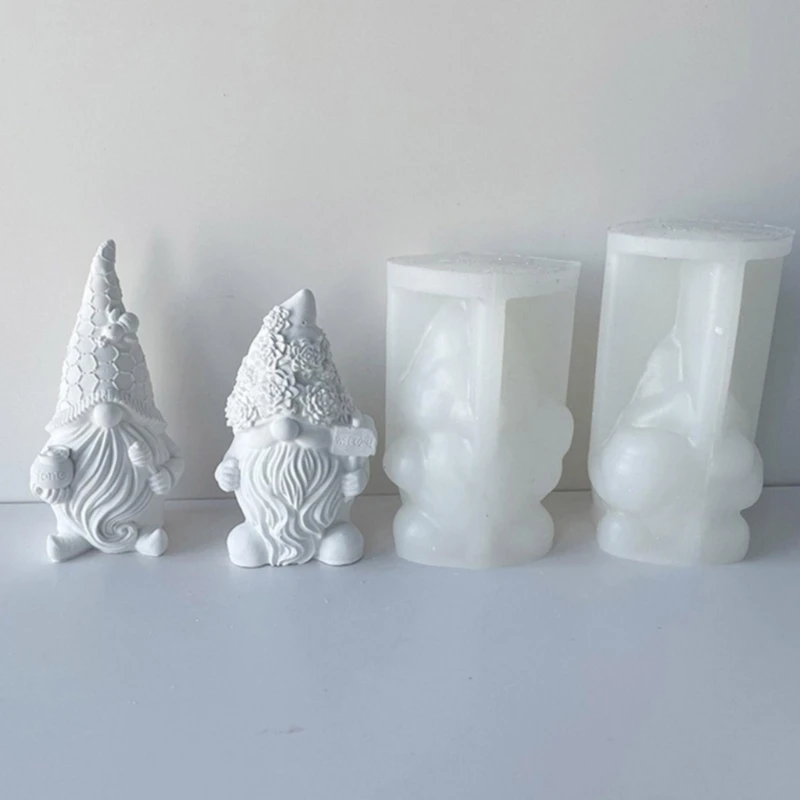 

4Pcs Dwarf Santa Decoration 3D Candle Moulds DIY Candle Epoxy Mold Handmade Candles Aroma Wax Soap Molds for Decorations
