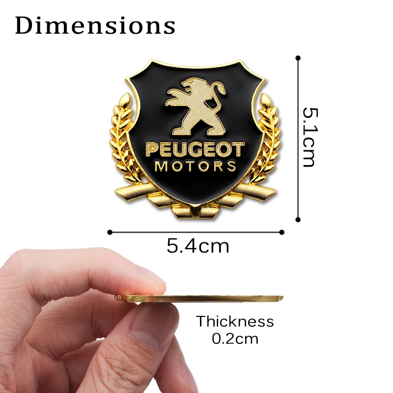 2pc 3D Metal Car Emblems Badge Stickers Decoration Decal For Peugeot 3008 208 407 406 4008 206 5008 308 307 301