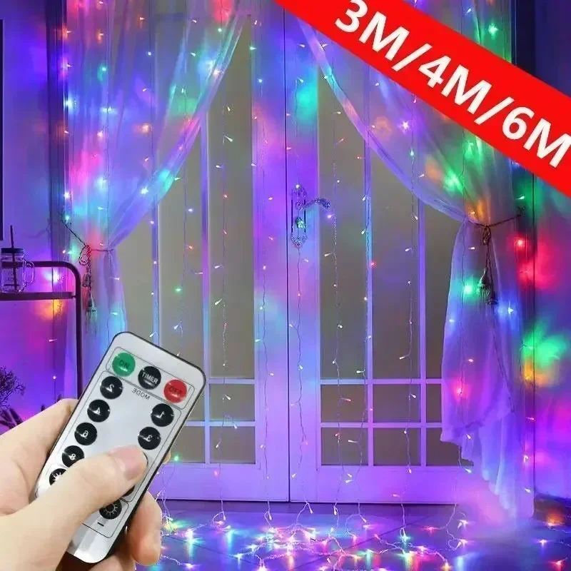6M/4M/3M/2M/1M Vorhang Lichterketten USB 8 Modi Festival LED Licht Weihnachten Hallowmas Neujahr Indoor Hochzeit Party Dekoration – Detail 4