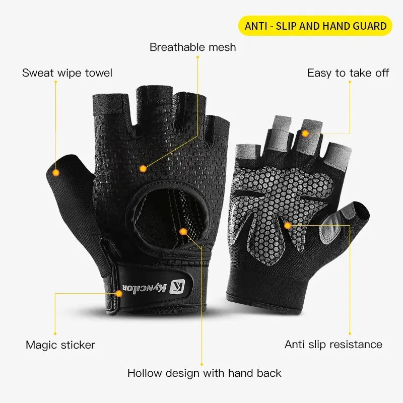 Sports Fitness Men And Women Weightlifting Breathable Non-Slip Silicone Half-Finger Cycling Gloves 2