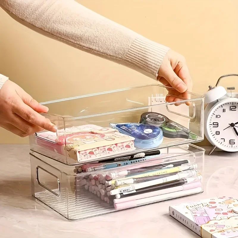 Acrylic Desktop Storage Box Is Easy To Install, Transparent Organizing Box Can Be Stacked with Shelves for Office Desk Supplies 3