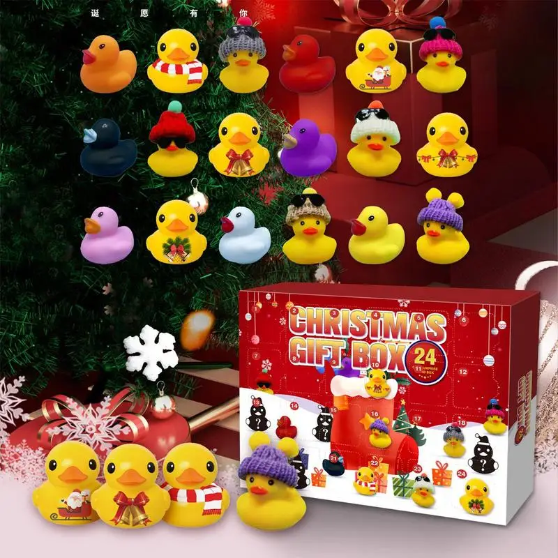 2024 Christmas Advent Calendar Rubber Duck Baby Bath Toys 24 Days Countdown Stress Relief Toy Surprise Gifts For Kids Boys Girls