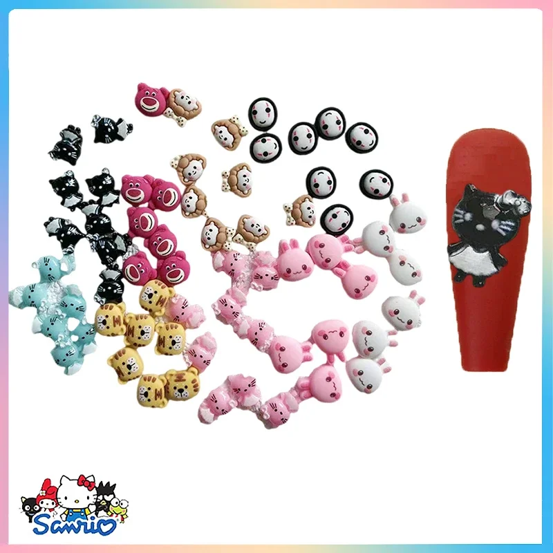

Sanrios очаровательные 100 шт. аксессуары для ногтей с животными Hello Kitty 3D Diy ювелирные изделия ручной работы художественные украшения Мультяшные аниме кавайные игрушки для ногтей