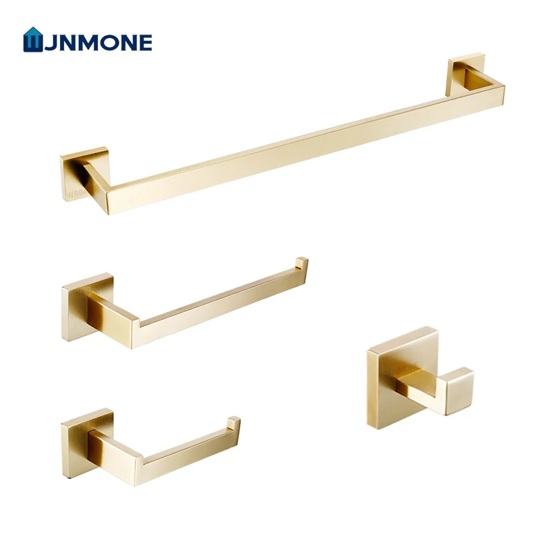Top Venda Quente Conjunto de Hardware de Banheiro Gold Robe Coat Hooks Toalheiro Titular Tecido Peças Define Banheiro Rack de Armazenamento Kit Acessórios Domésticos