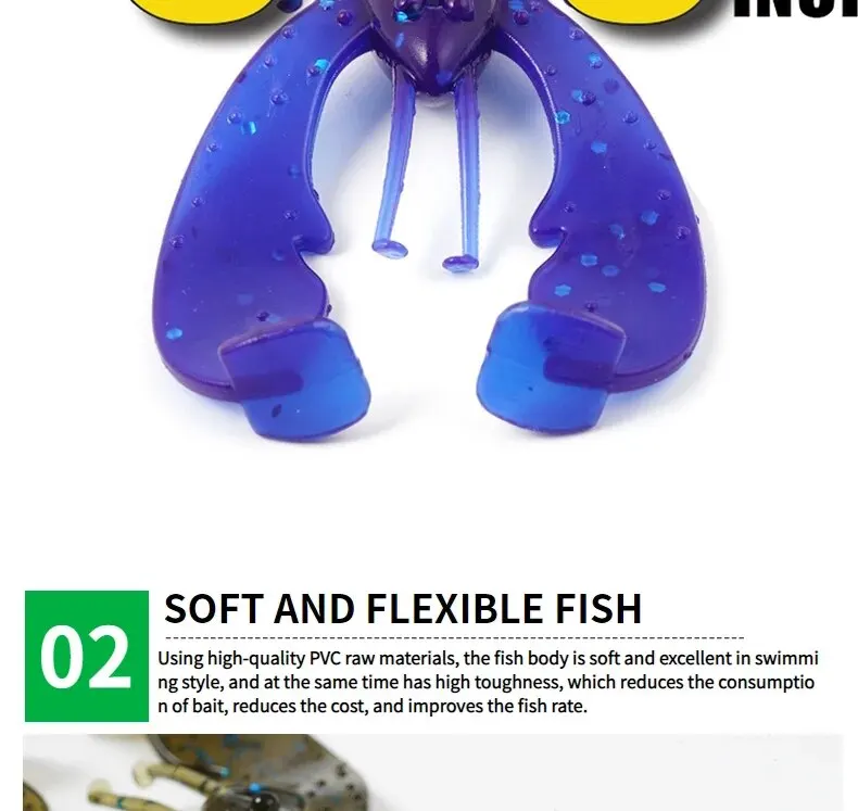 SUNMILE 6 Stück Angelköder Krebse Garnelen 7,5 cm/3,5 g Weiche Köder Kreatur Köder Iscas Künstlicher Köder Bass Barsch Angelköder – Detail 5
