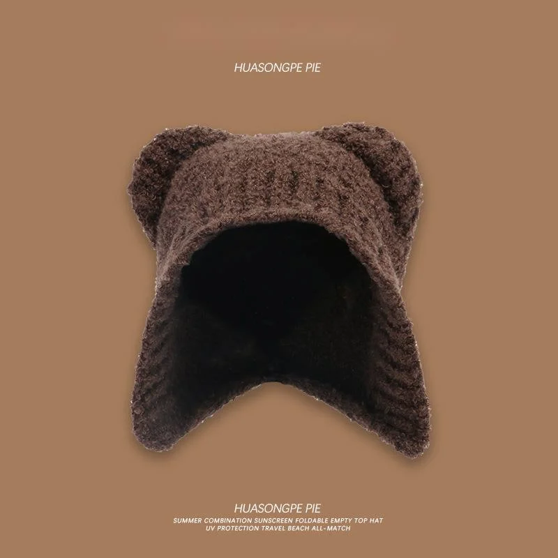 Cappello teddy bear in maglia con protezione per le orecchie_voghion.com