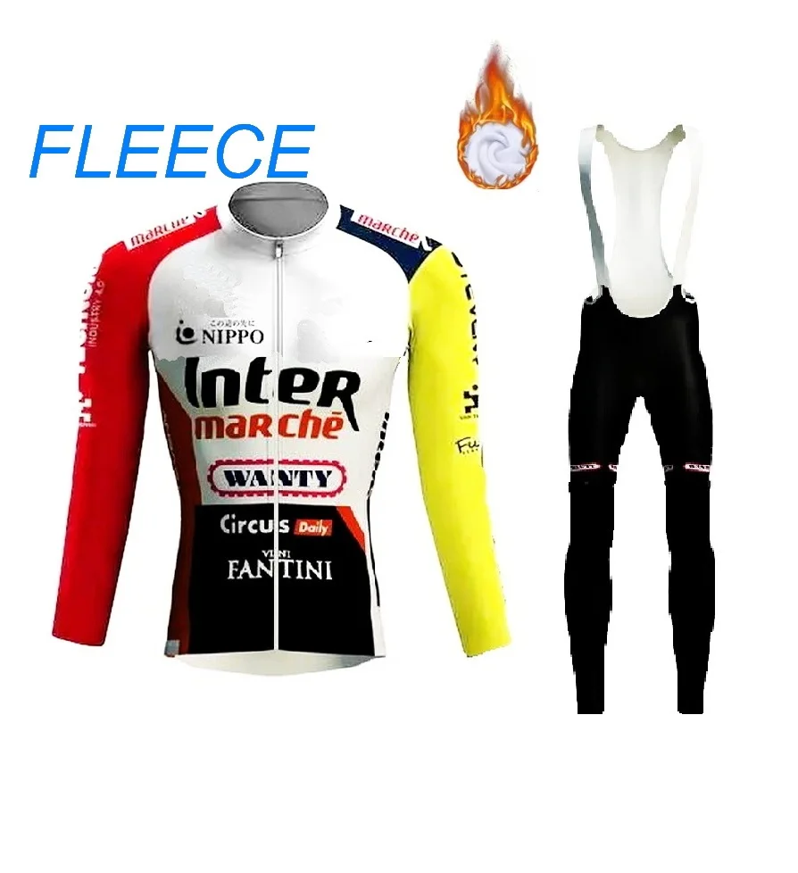 WINTER FLEECE THERMAL INTERMARCH&Eacute;-WANTY TEAM Cycling Jersey Long Sleeve Bicycle Clothing With Bib PANTS Ropa Ciclismo