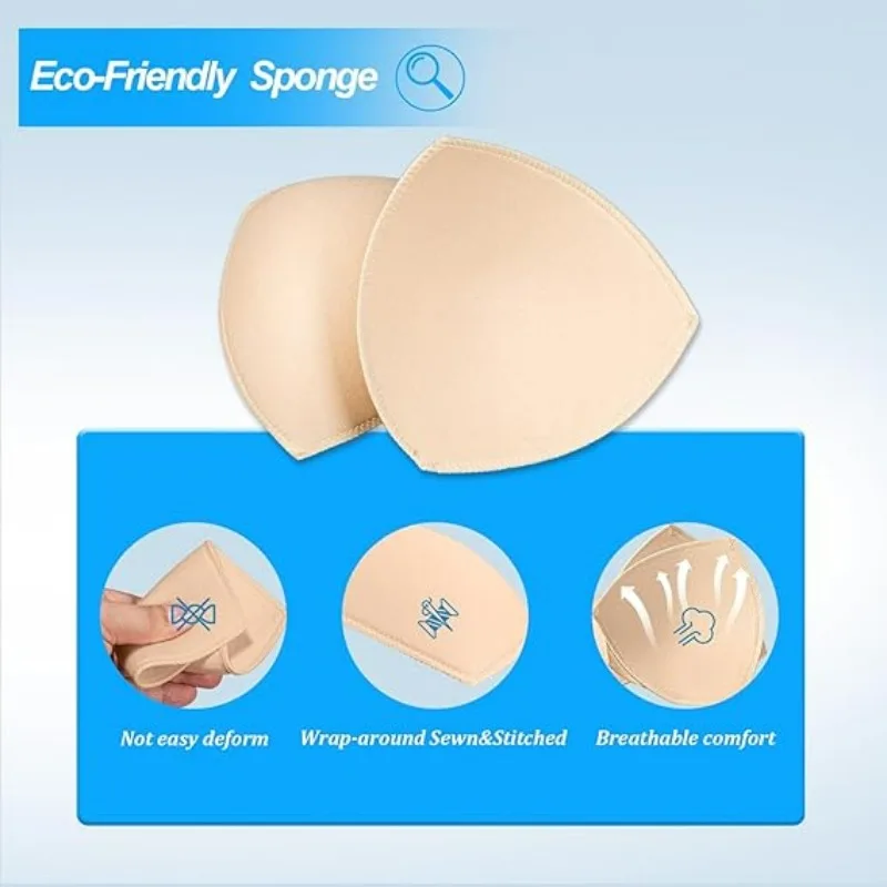 Bra Pads Inserts 2/20PCS Triangle Sponge Push Up Bra Pads Set Women Invisible Insert Swimsuit Bikini Breast Enhancers Chest Cup Pads