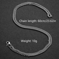 3mm Men's Cuban Chain Necklace Simple Stainless Steel Necklace Fashion Titanium Steel Jewelry Trend Accessories Party Gifts - Image 6