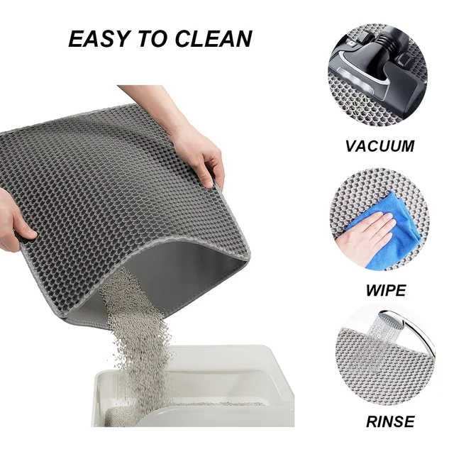 Large Cat Litter Mat Waterproof Double Layer EVA Foldable Trapping Pet Carpet Bed Pads for Cats Nonslip Sand Pad 5