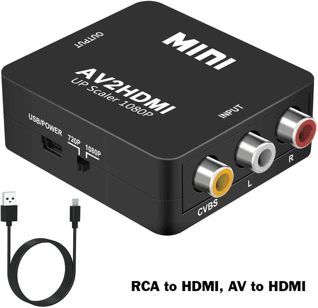 Convertisseur adaptateur Composite 1080P RCA AV vers HDMI, adaptateur  AV2HDMI pour TV, PS3, PS4, PC, DVD, Xbox, projecteur avec câble USB -  AliExpress