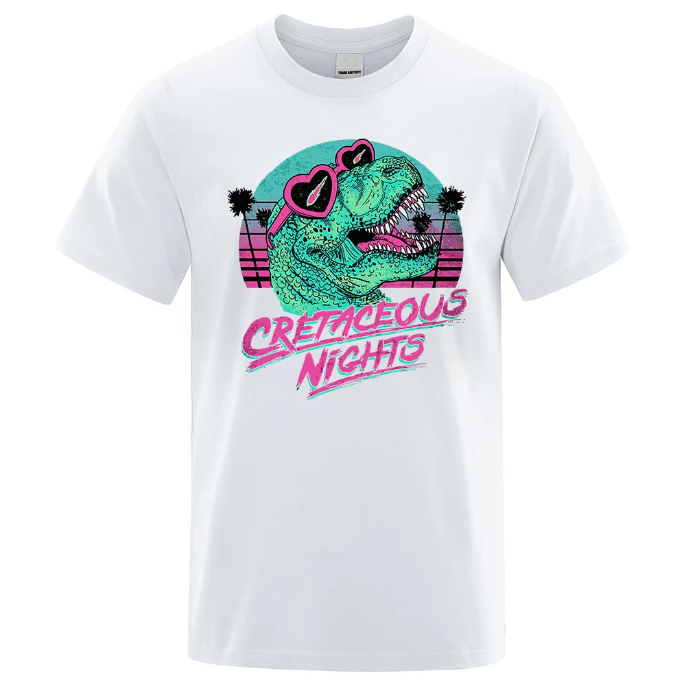 Crétacé nuits lunettes de soleil dinosaure Cool hommes t-shirts en vrac été t-shirt rue t-shirt vêtements coton de haute qualité_voghion.com