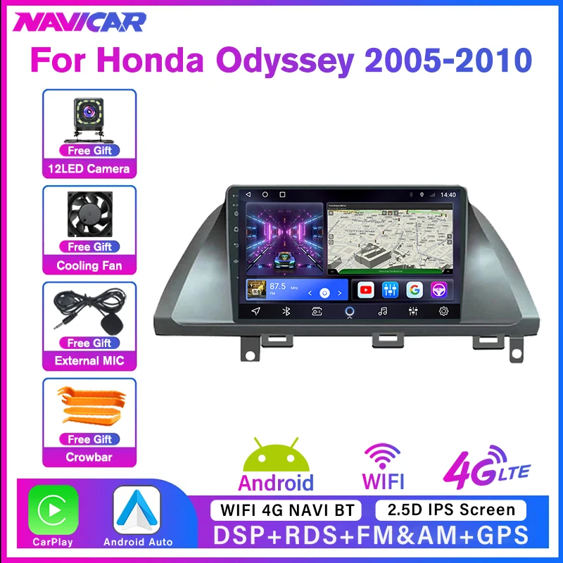 

2DIN Android10.0 Car Radio For Honda Odyssey 2005-2010 Auto Radio Car Stereo GPS Navigation Bluetooth Player Carplay NO 2DIN DVD
