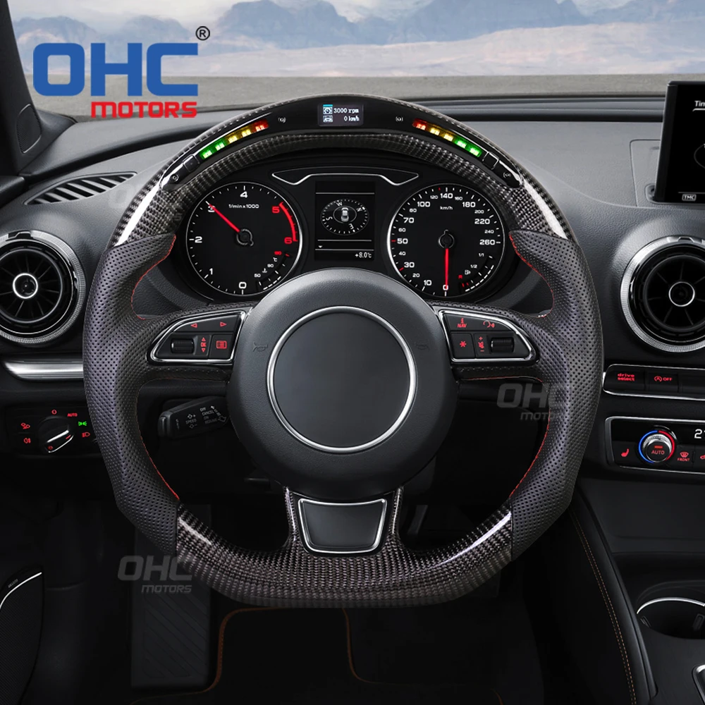 

Au-di LED RPM Car Steering Wheel Fit For audis A3 A4 A5 B8 A6 Q5 Q7 2012 to 2016 Real Carbon Fiber Steering Wheel ohc motors