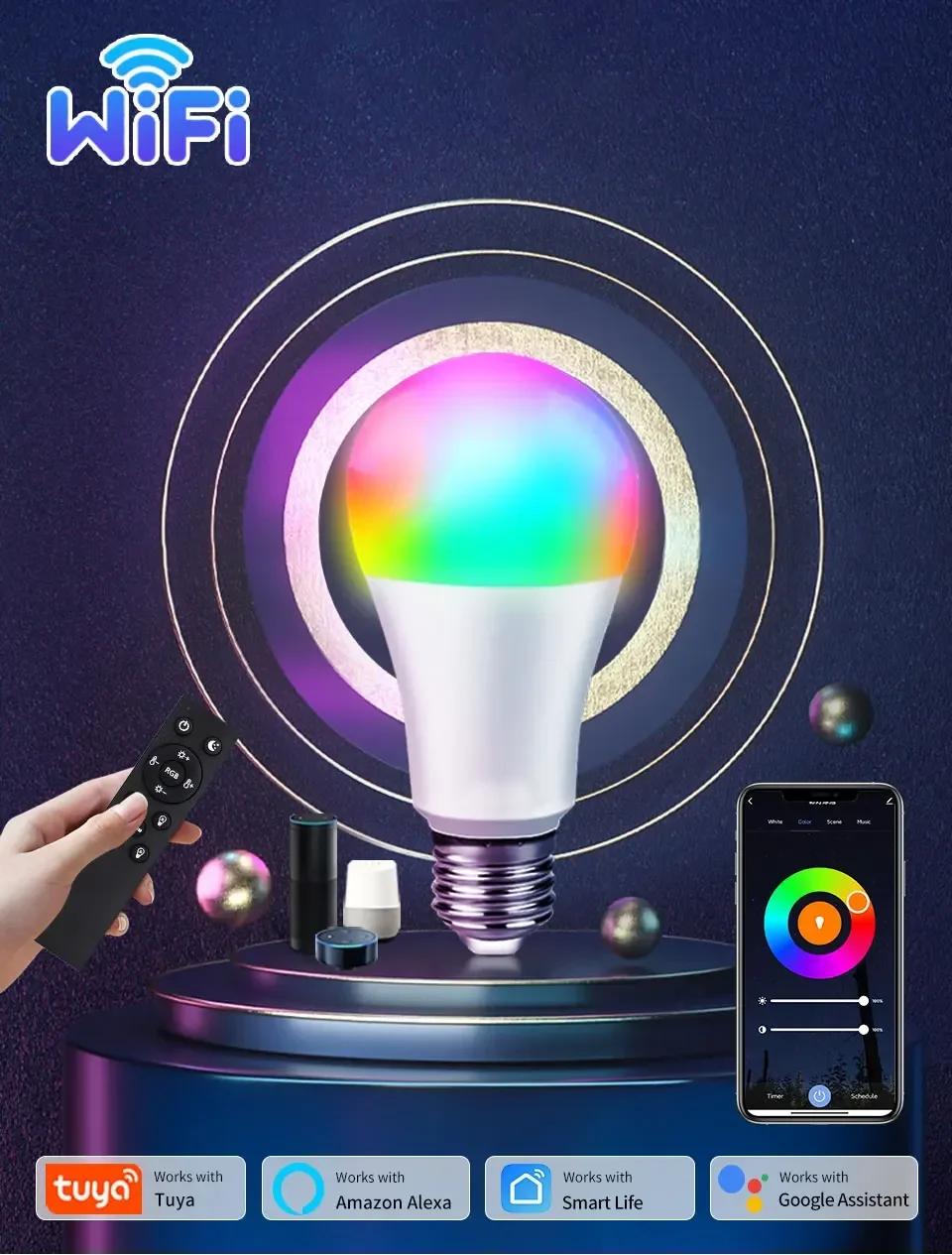 Description Picture 2 of itemTuya Smart WiFi LED Light Bulbs 220V 110V 10W 15W E27 Smart Life APP Alexa Google Home Voice Control Dimmable Home Party Decor