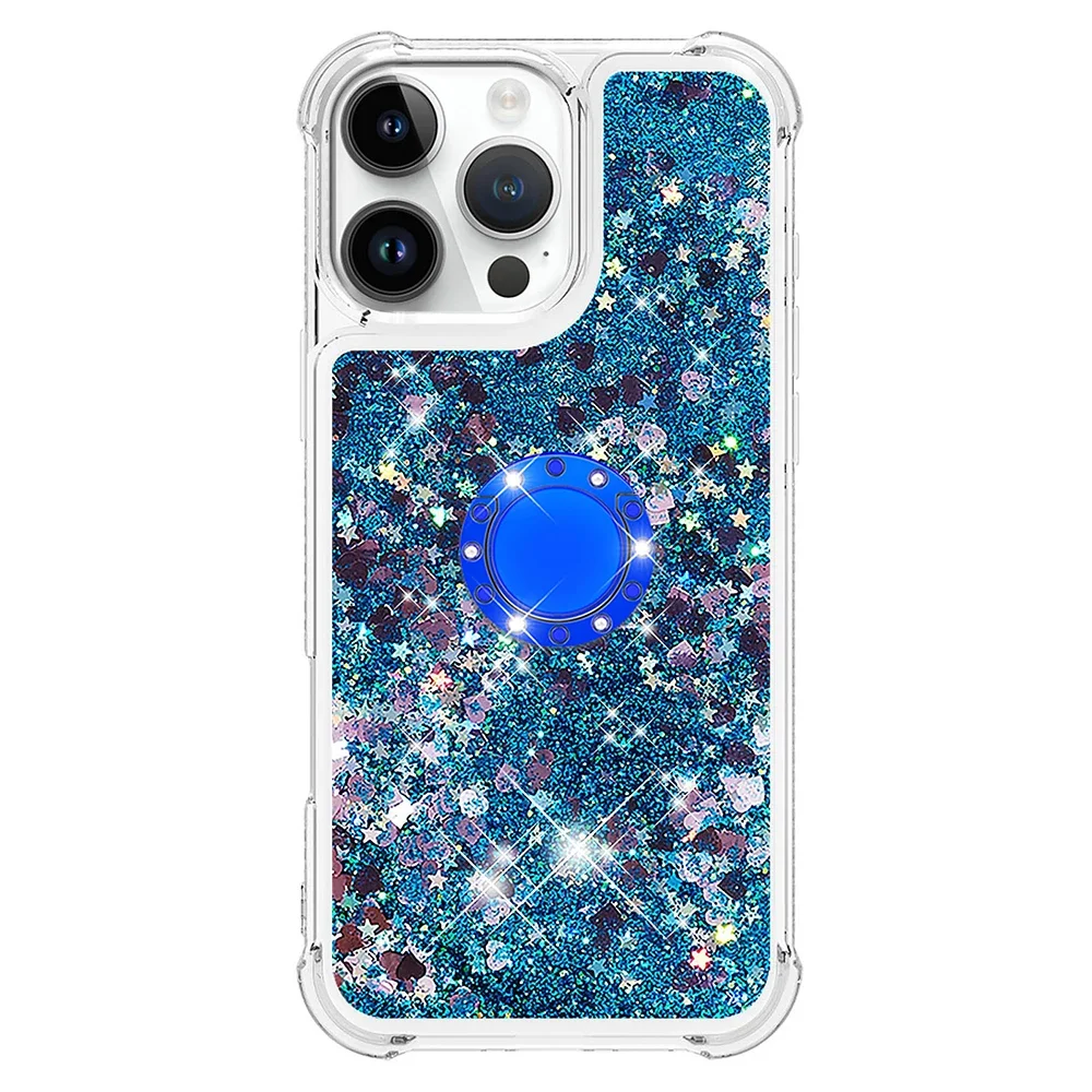 Liquid Quicksand Bling Sequins Phone Case with Ring Holder Cover