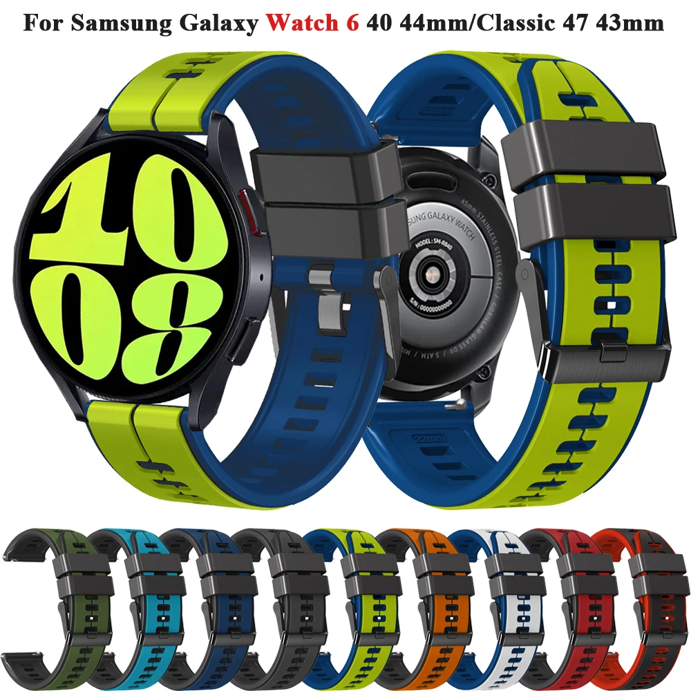 

Ремешок силиконовый для Samsung Galaxy Watch 6 4 Classic 47 43 мм 42 46 мм, браслет для смарт-часов Galaxy Watch 4/5/6 40 мм 44 мм