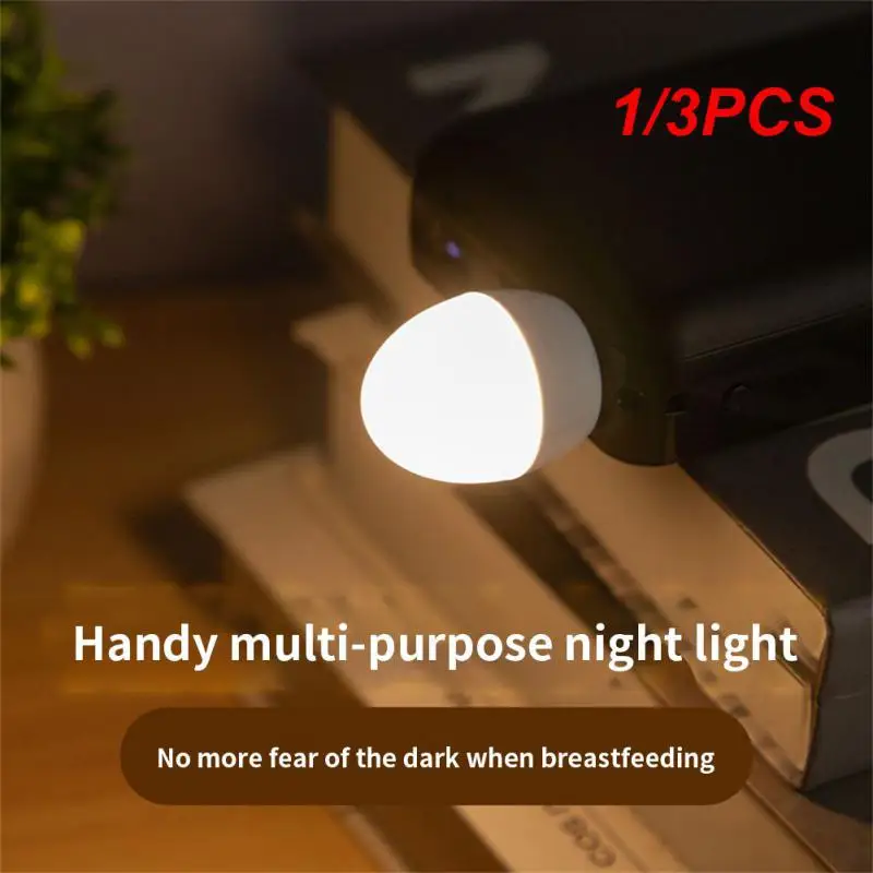 

1/3PCS Mini LED Night Light USB Plug Lamp Power Bank Charging USB Book Lights Small Round Reading Eye Protection Lamps