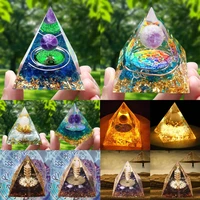 Crystal Stone Orgone Pyramid Energy Generator Room Decor Ornament Natural Amethyst Peridot Reiki Chakra Meditation for Kid Gifts 1