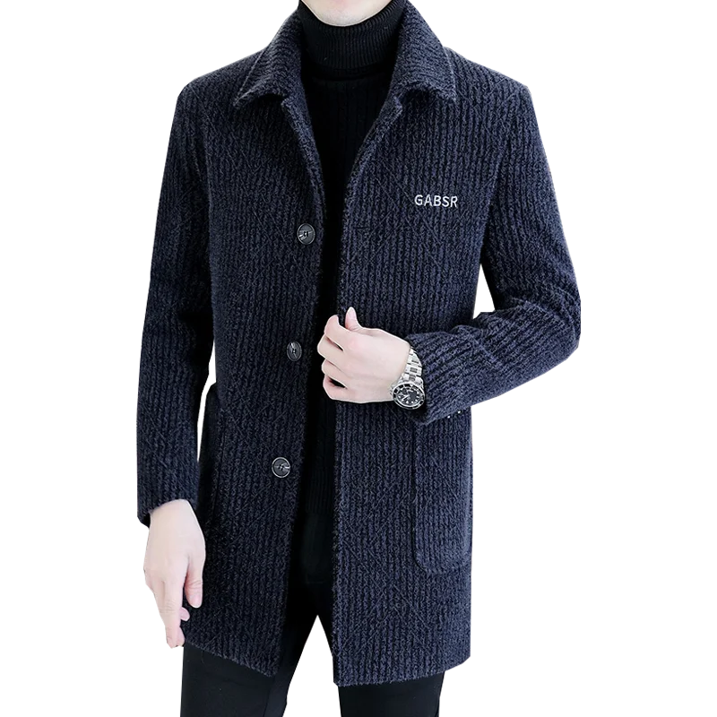 캐주얼 남성용 화이트 덕 다운 울 코트 겨울 아우터 방풍 따뜻한 탑스 패딩 재킷 두꺼운 슬림핏 오버코트 의류