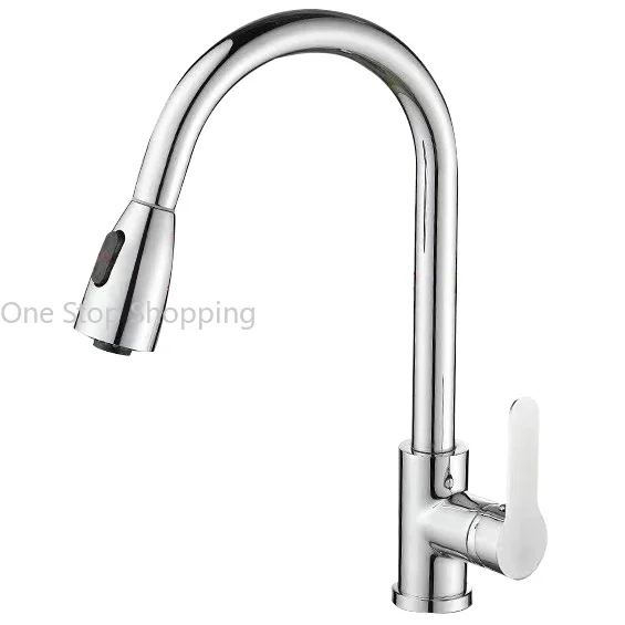 Deck Mounted Pull Out Kitchen Faucets Single Hole Spout Sink Mixer Tap Stream Sprayer Head