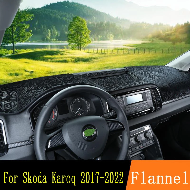 

Фланелевый коврик для приборной панели автомобиля, коврик для Skoda Karoq 2017 ~ 2022 2019 2020, Противоскользящий коврик, Солнцезащитный ковер, коврик для приборной панели, ковер для защиты от УФ-лучей