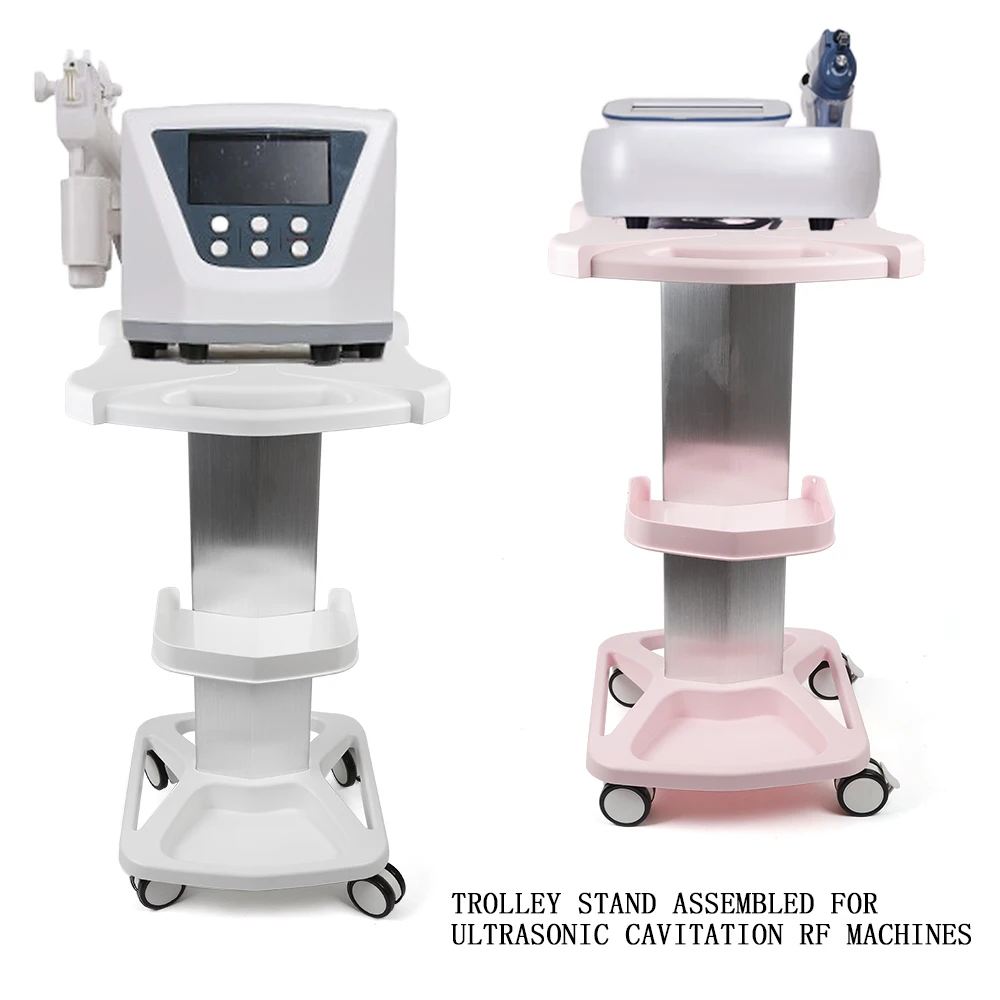 Mobile Salon Trolley Stand W/ Wheel Barber Shop Beauty Tool Storage Tray Pink/White Rolling Cart Shelf Hairdressing Supplies