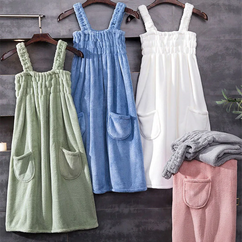 WearableBeachBathTowelWomensAbsorbentBathrobeBathSkirtWomen