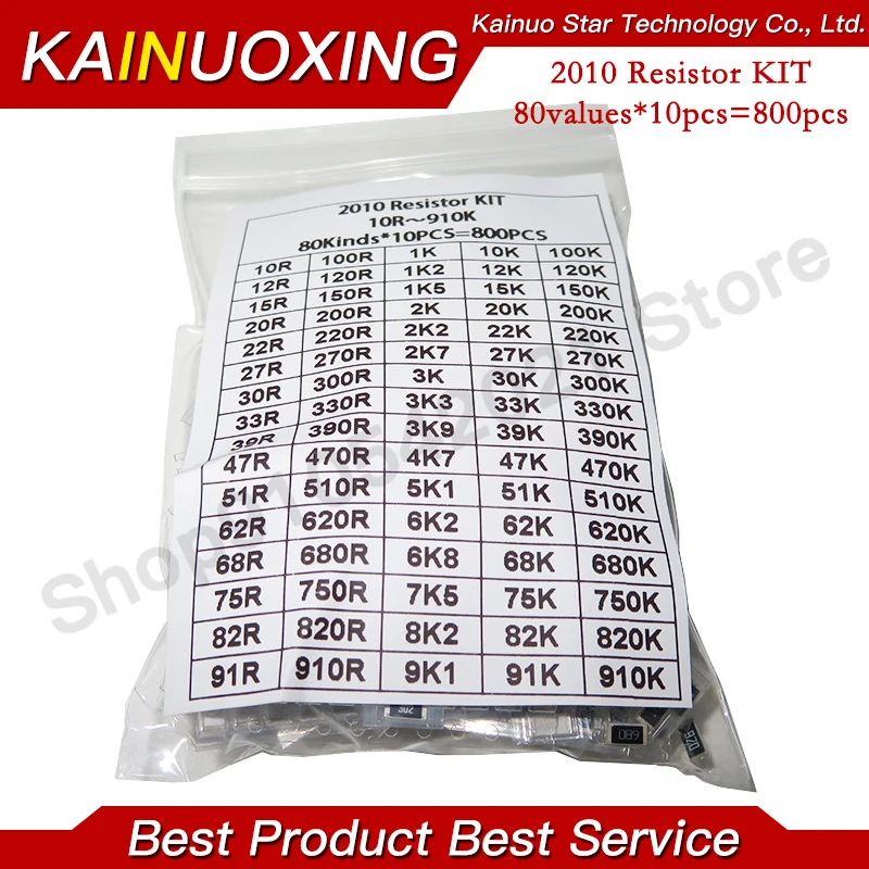 Kit de resistencia SMD KAINUOXING, 1K, 10K, 0402 K, 1R, 10R, 100R, 220R, 0603, 0805, 1206, 1210, 2512, 100, 1%, 5%