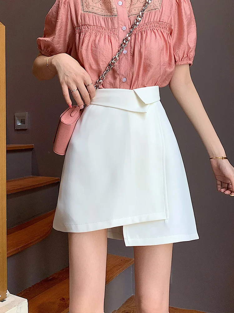 skirt top White Irregular Skirt Summer Thin Section Female 2021 New High Waist Thinner Package Hip Skirt Small A-Line Skirt pink skirt