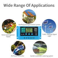 Régulateur de Charge solaire automatique 30A, écran LCD, double chargeur USB, sortie 5V, contrôleur solaire, chargeur de batterie PWM 12V/24V universel 2