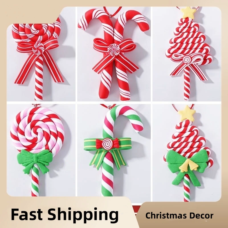 

1pc Christmas Hanging Candy Balls Red White Candy Cane Pendant Home Party Christmas Tree Decorations Xmas Navidad New Year 2024