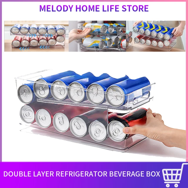 Kettős Rétegű Hűtőszekrény Ital Doboz Automatikus Gördülő Jég Átláthatóan Hűtött Tároló Állvány Hordozható